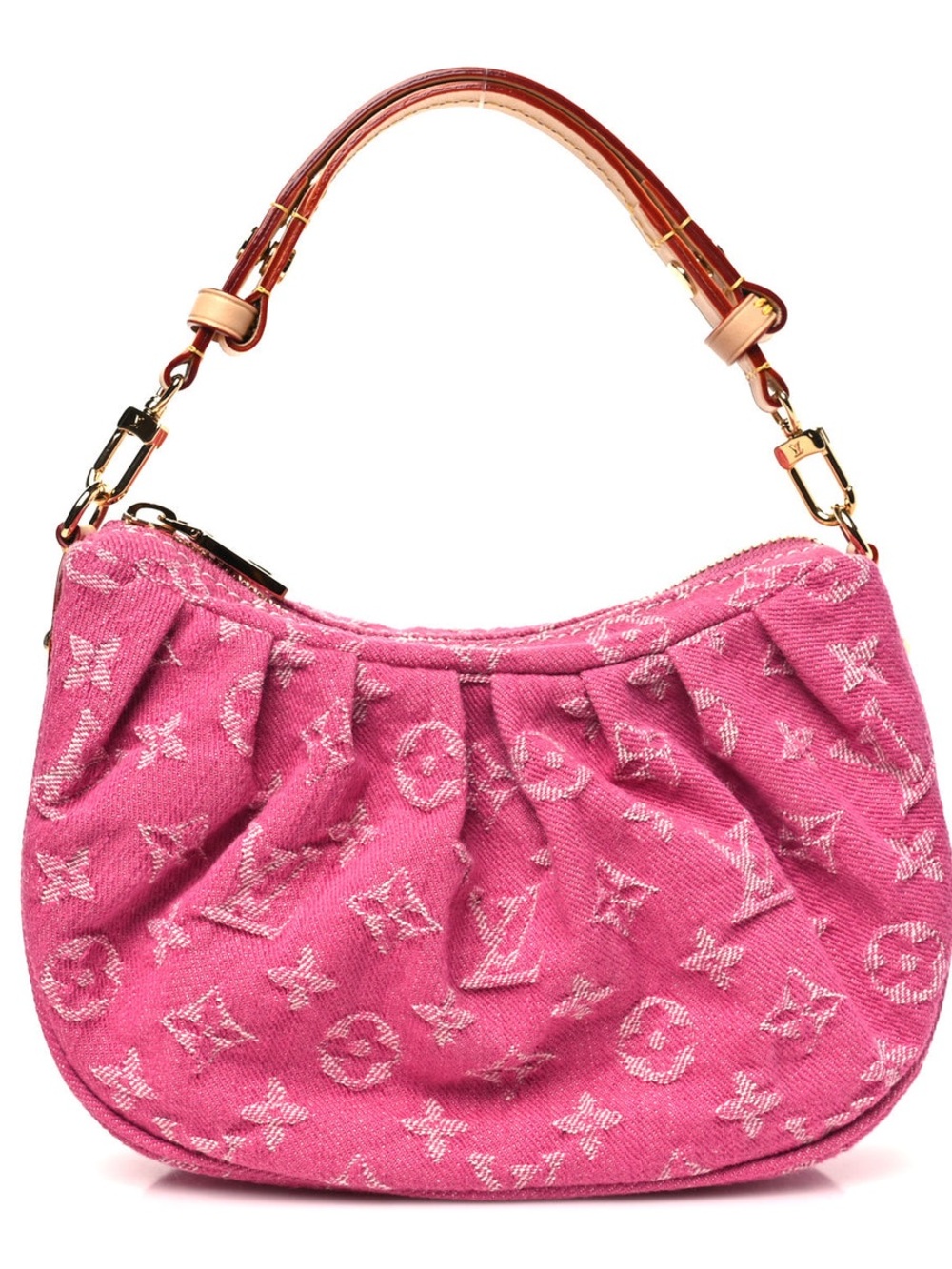 Louis Vuitton Monogram Denim Pochette Valley Fuchsia Pink